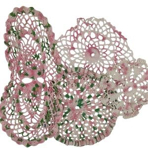 Vintage Hand Crocheted Lace Doilies Set